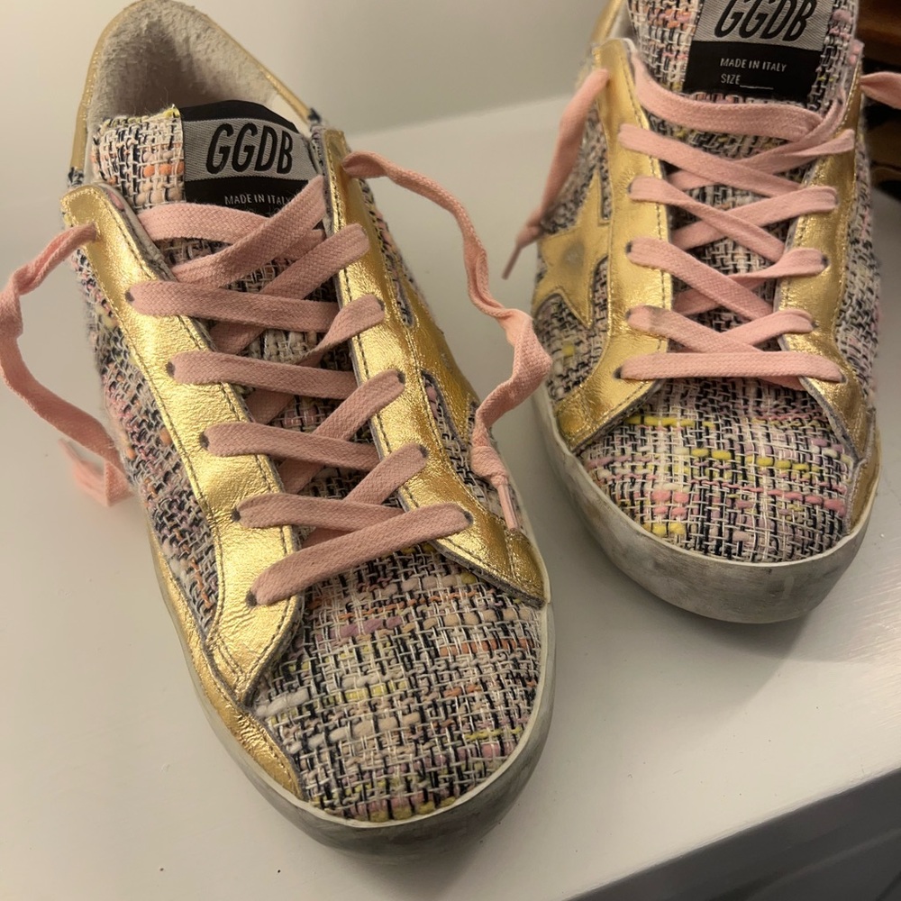 GGDB Multicolor Sneakers with Gold Accents